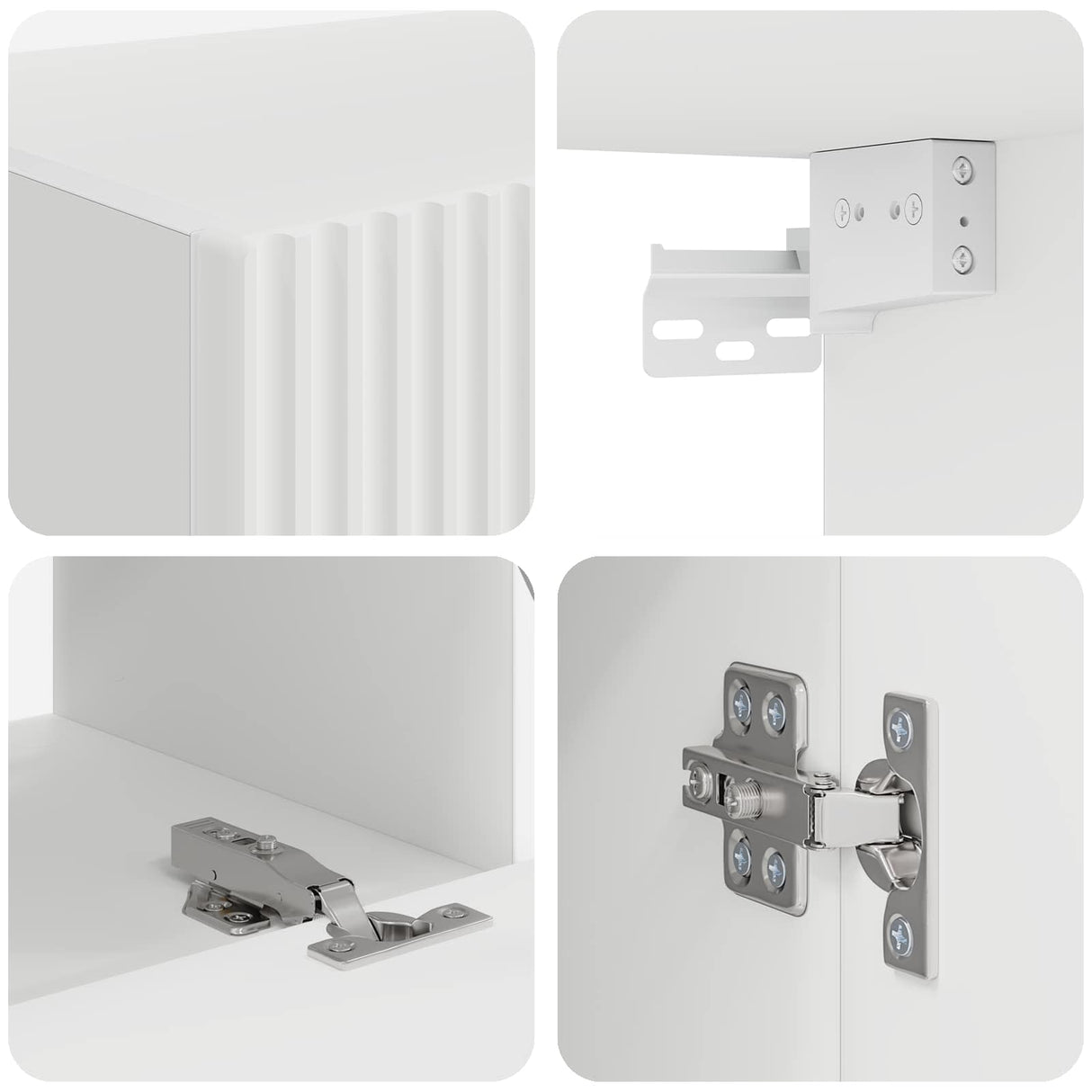 vidaXL TV Wall Cabinet Set Wall Mounted 4 pcs White Engineered Wood