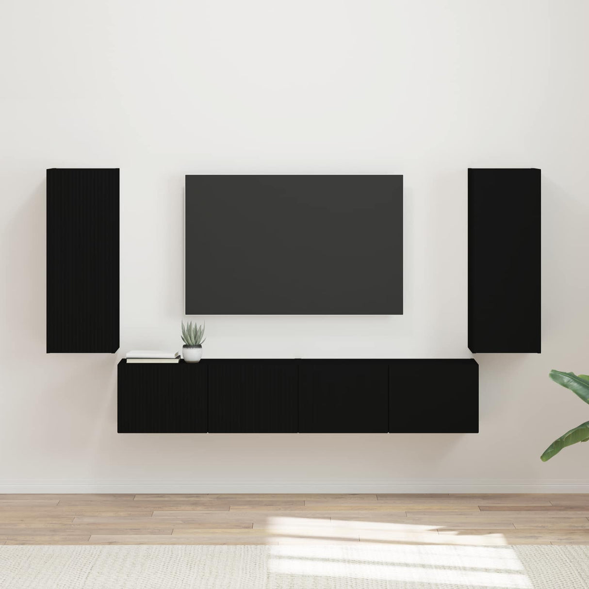 vidaXL TV Wall Cabinet Set Wall Mounted 4 pcs White Engineered Wood