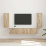 vidaXL TV Wall Cabinet Set Wall Mounted 4 pcs White Engineered Wood