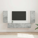vidaXL TV Wall Cabinet Set Wall Mounted 4 pcs White Engineered Wood