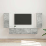 vidaXL TV Wall Cabinet Set Wall Mounted 4 pcs White Engineered Wood