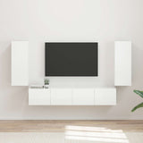 vidaXL TV Wall Cabinet Set Wall Mounted 4 pcs White Engineered Wood