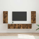 vidaXL TV Wall Cabinet Set Wall Mounted 4 pcs White Engineered Wood