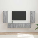 vidaXL TV Wall Cabinet Set Wall Mounted 4 pcs White Engineered Wood