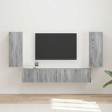 vidaXL TV Wall Cabinet Set Wall Mounted 4 pcs White Engineered Wood