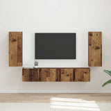 vidaXL TV Wall Cabinet Set Wall Mounted 4 pcs White Engineered Wood