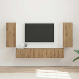 vidaXL TV Wall Cabinet Set Wall Mounted 4 pcs White Engineered Wood