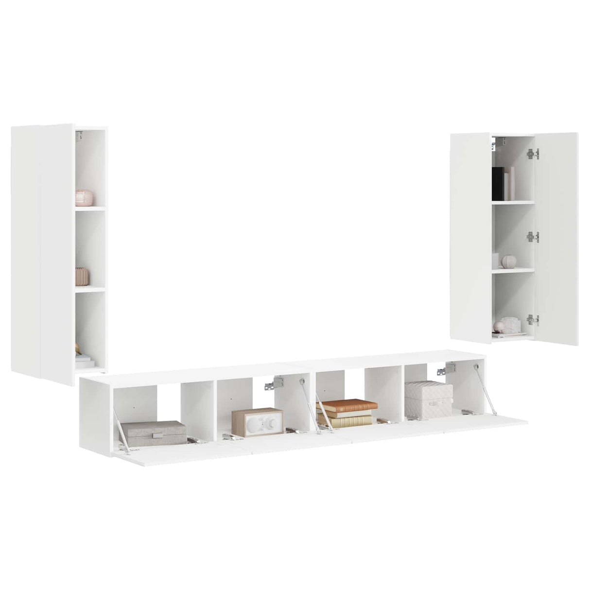 vidaXL Tv Wandkast Set Wandgemonteerd 4 pcs Wit Bewerkt hout