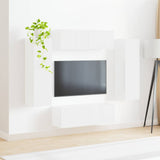 vidaXL Tv Wandkast Set Wandgemonteerd 4 pcs Wit Bewerkt hout