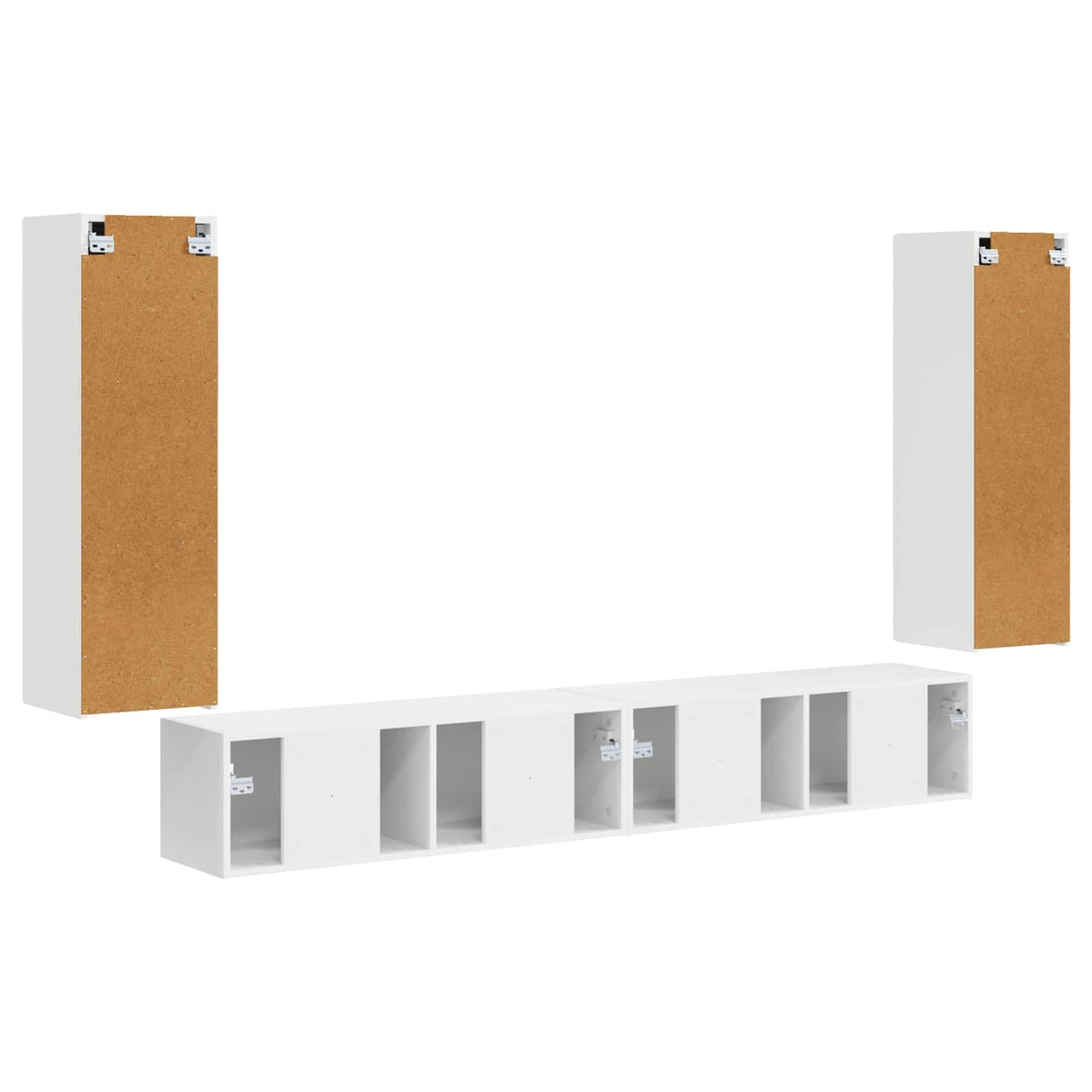 vidaXL Tv Wandkast Set Wandgemonteerd 4 pcs Wit Bewerkt hout