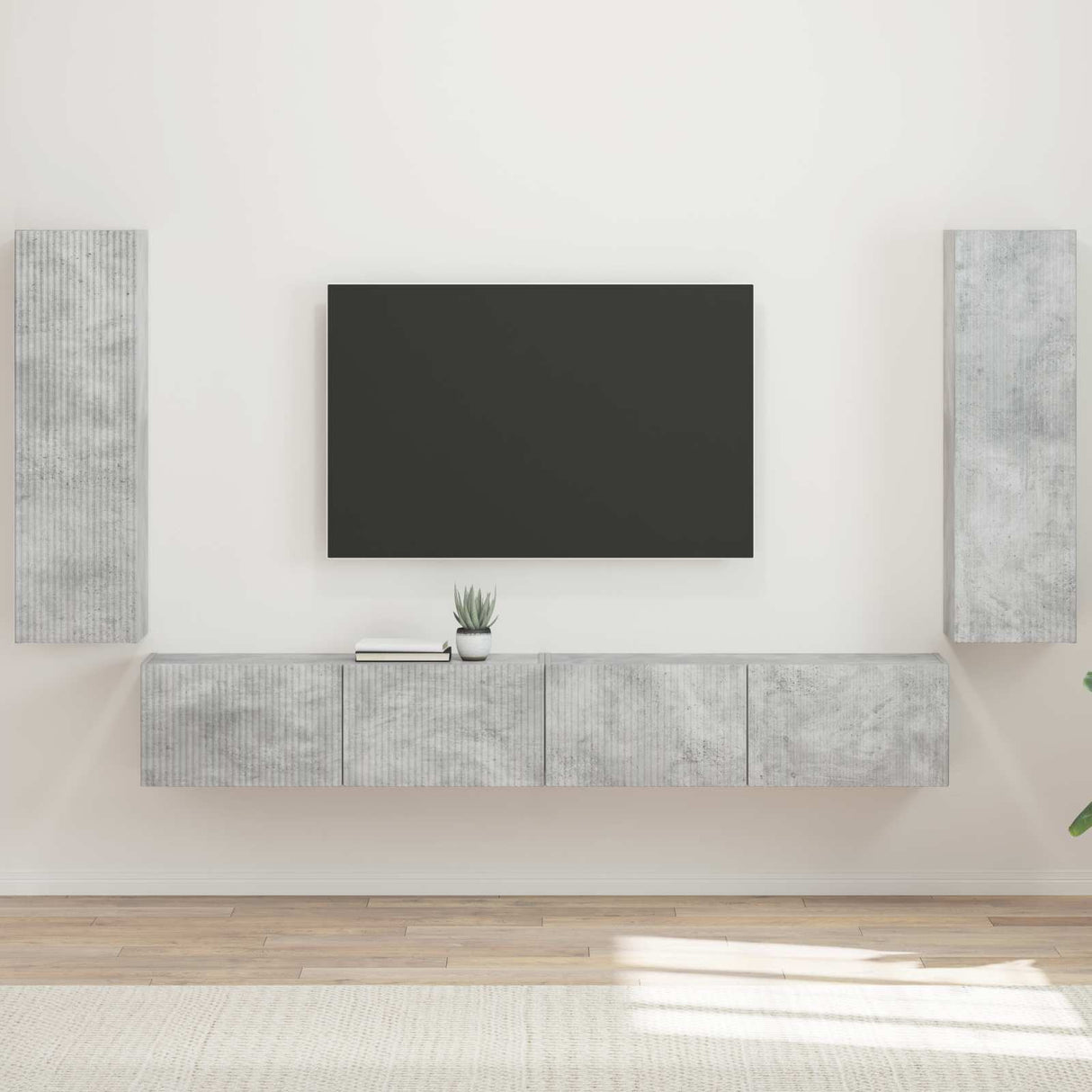 vidaXL Tv Wandkast Set Wandgemonteerd 4 pcs Wit Bewerkt hout