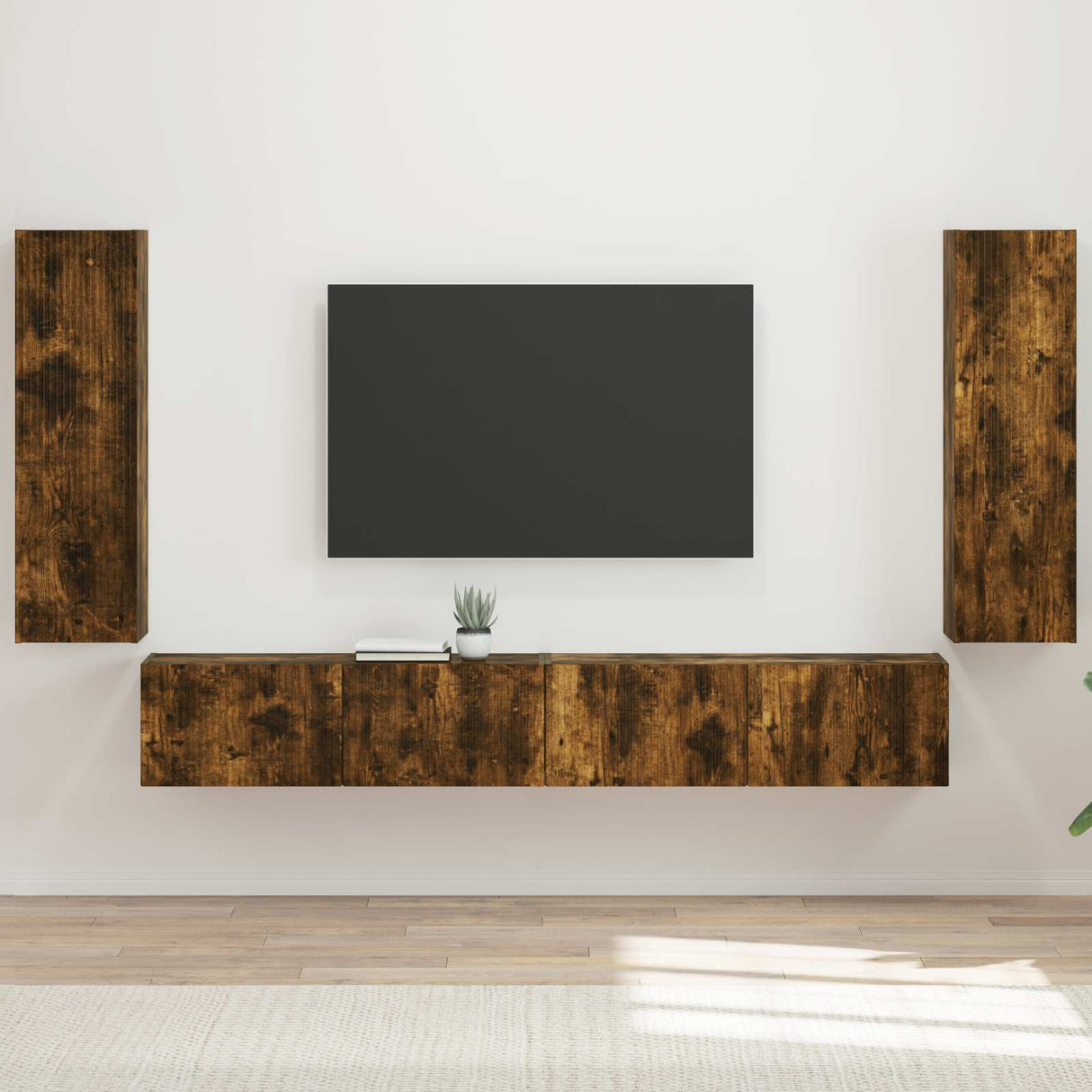 vidaXL Tv Wandkast Set Wandgemonteerd 4 pcs Wit Bewerkt hout