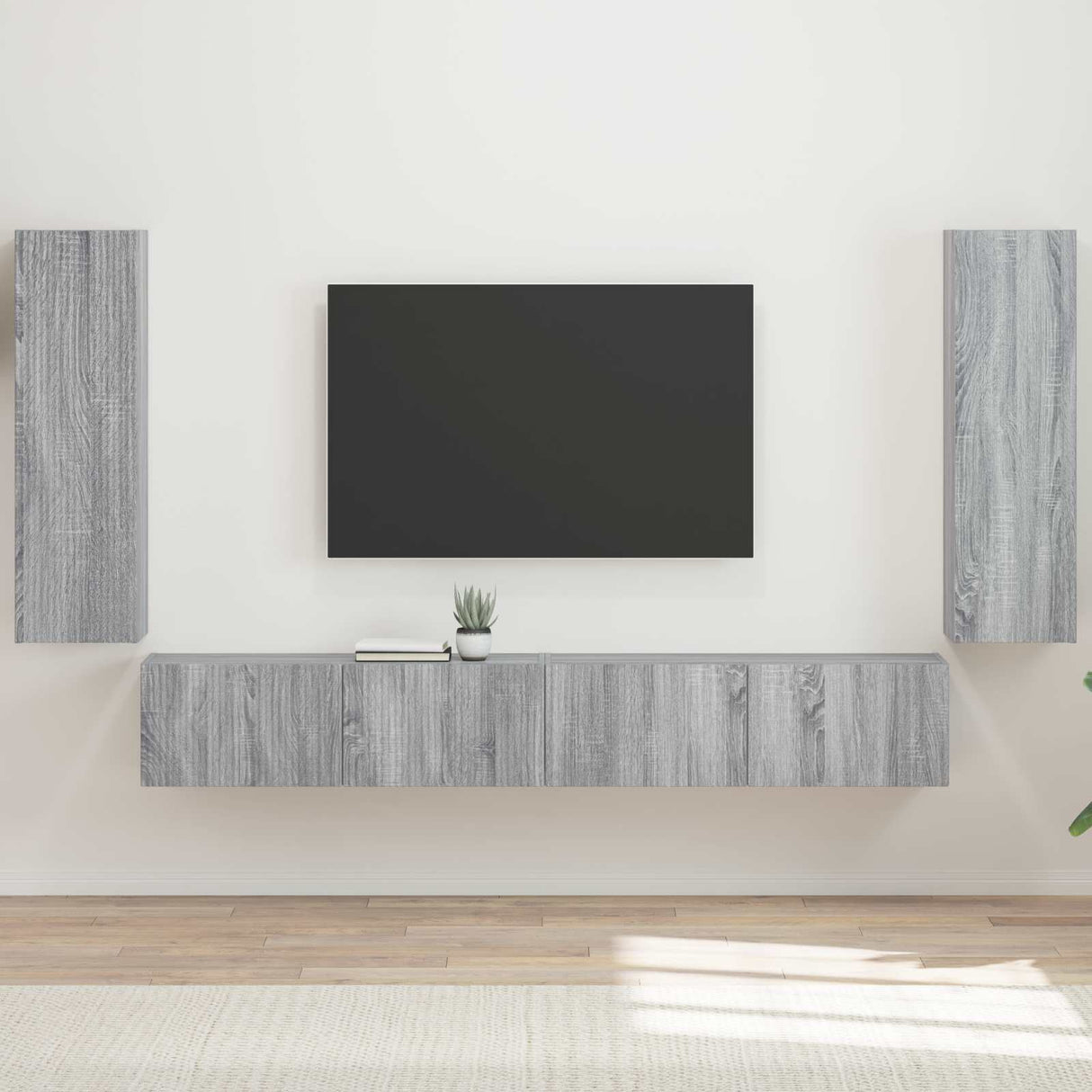 vidaXL Tv Wandkast Set Wandgemonteerd 4 pcs Wit Bewerkt hout