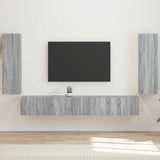vidaXL Tv Wandkast Set Wandgemonteerd 4 pcs Wit Bewerkt hout