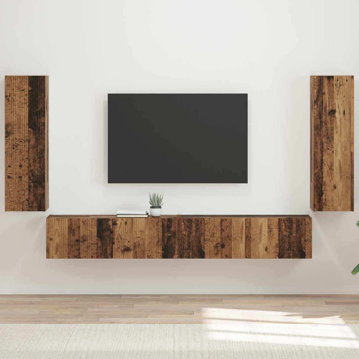 vidaXL Tv Wandkast Set Wandgemonteerd 4 pcs Wit Bewerkt hout