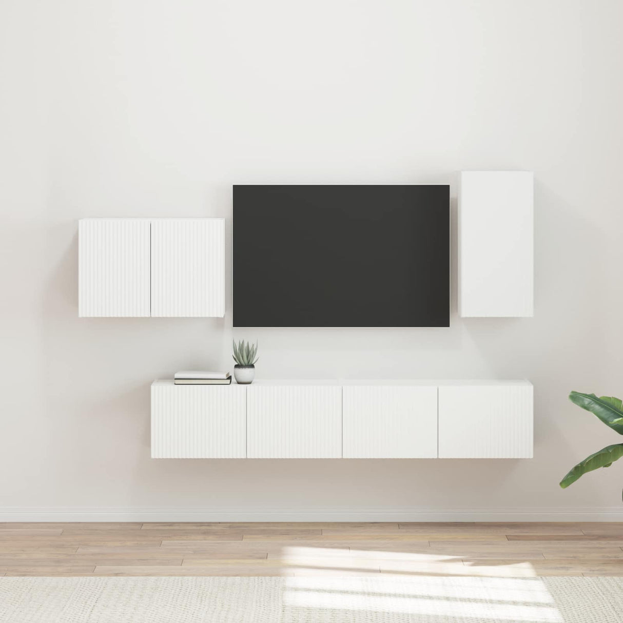 vidaXL TV Wall Cabinet Set Wall-Mounted 4 pcs White Engineered Wood