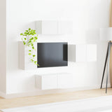 vidaXL TV Wall Cabinet Set Wall-Mounted 4 pcs White Engineered Wood