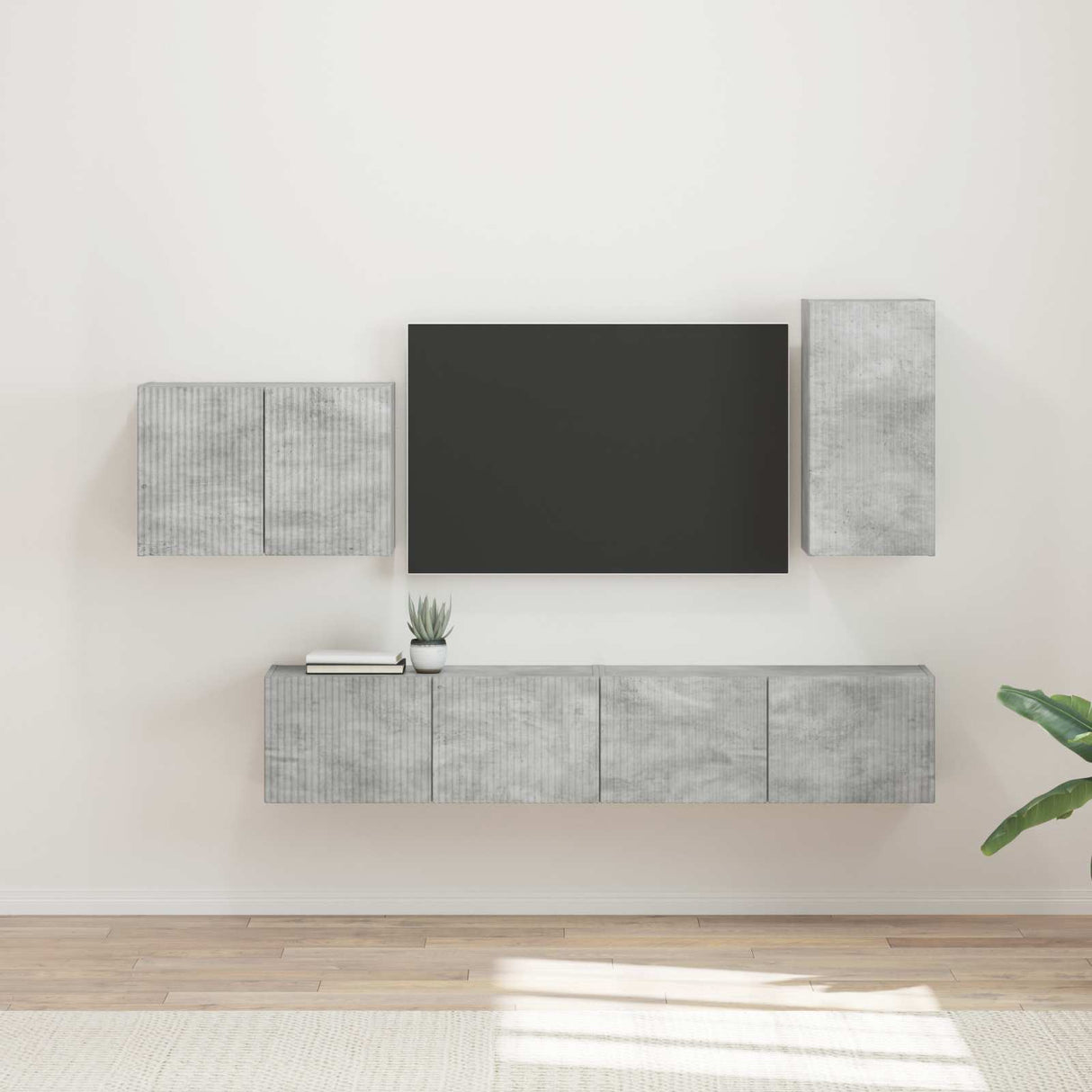 vidaXL TV Wall Cabinet Set Wall-Mounted 4 pcs White Engineered Wood