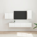 vidaXL TV Wall Cabinet Set Wall-Mounted 4 pcs White Engineered Wood
