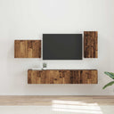 vidaXL TV Wall Cabinet Set Wall-Mounted 4 pcs White Engineered Wood