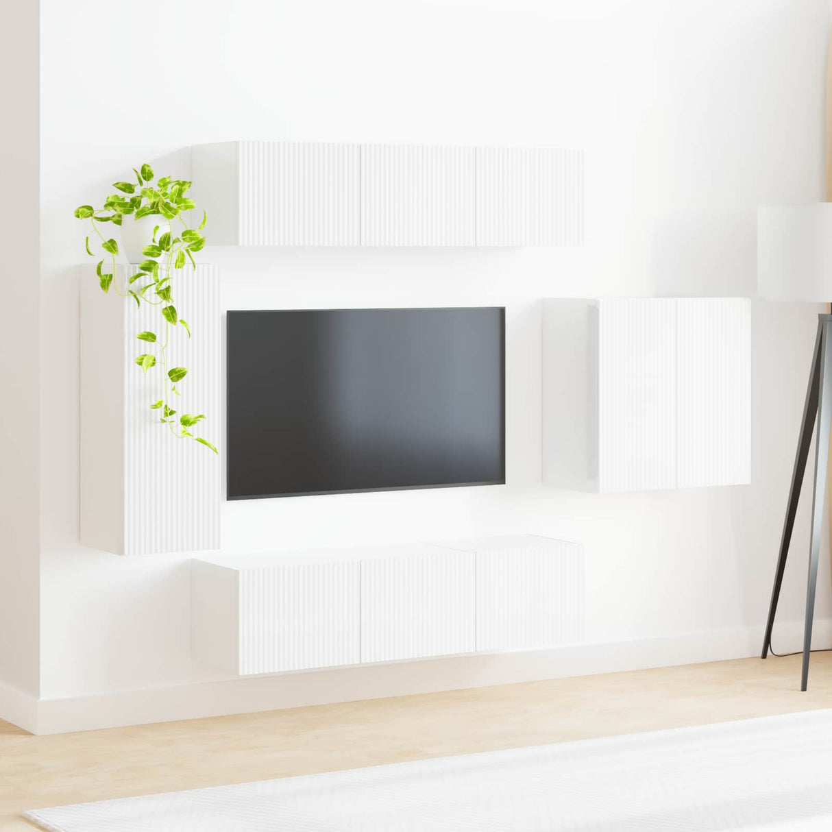 vidaXL TV Wall Cabinet Set Wall-mounted 6 pcs White