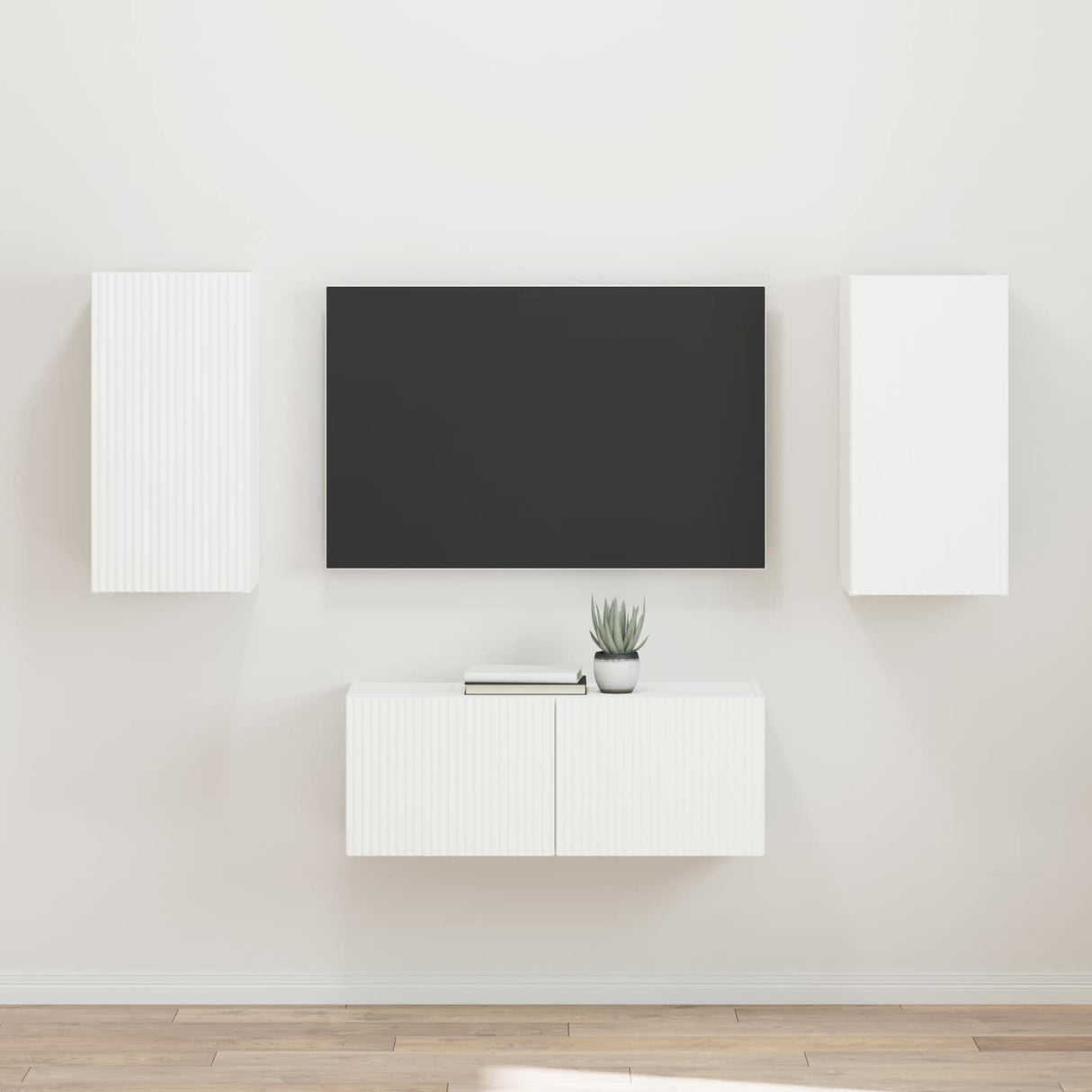 vidaXL TV Cabinet Set Wall-Mounted 2 pcs White Engineered Wood