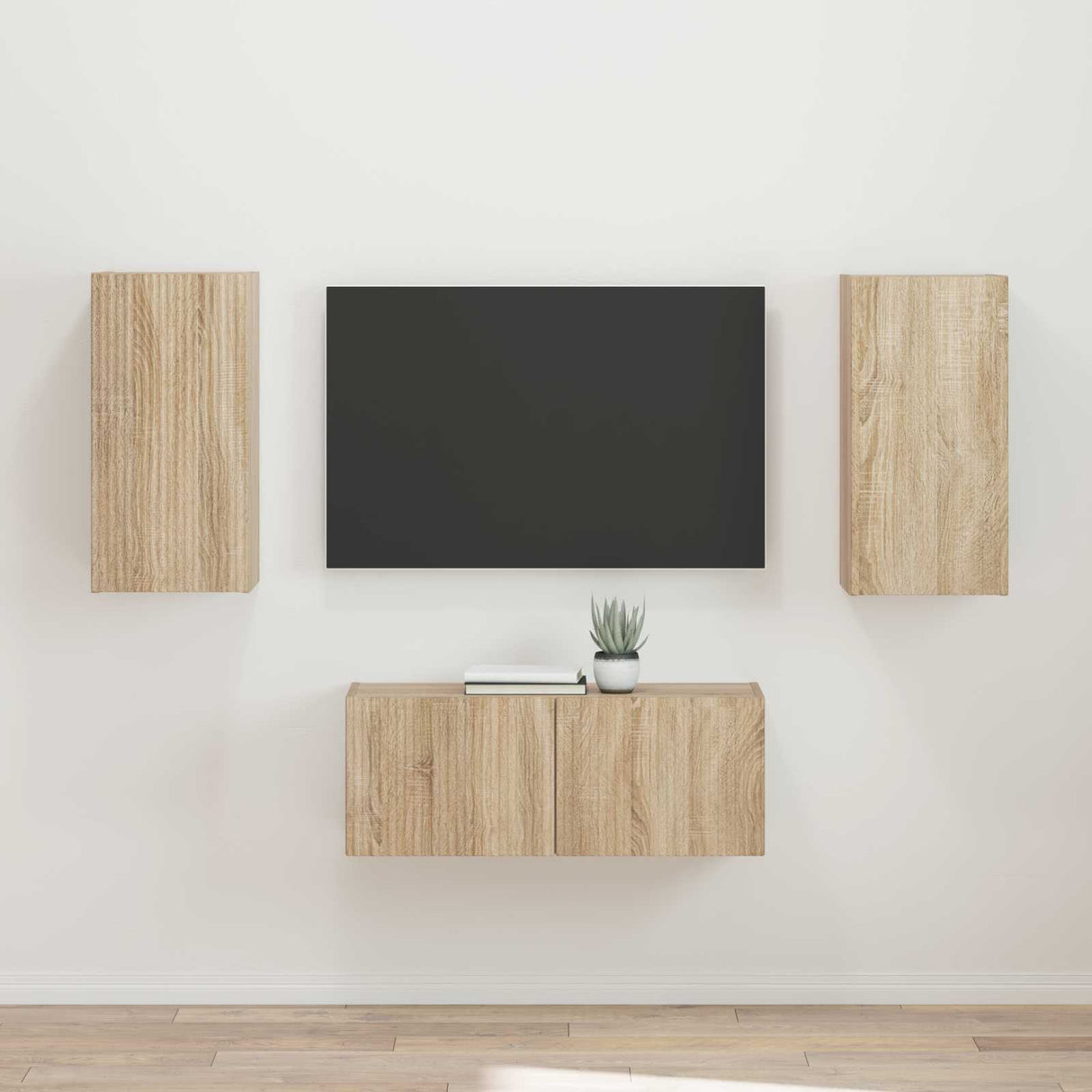 vidaXL TV Cabinet Set Wall-Mounted 2 pcs White Engineered Wood