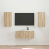 vidaXL TV Cabinet Set Wall-Mounted 2 pcs White Engineered Wood