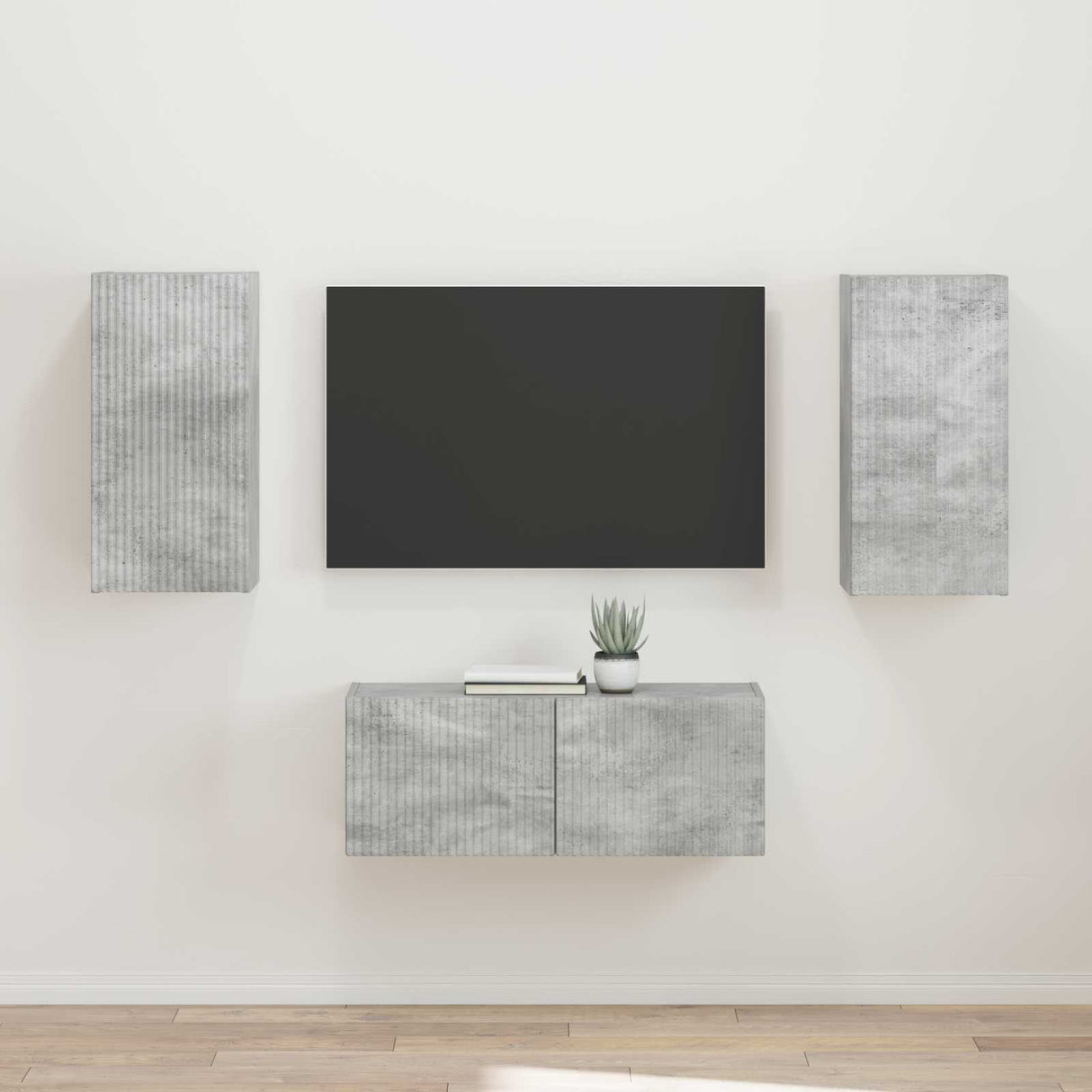 vidaXL TV Cabinet Set Wall-Mounted 2 pcs White Engineered Wood