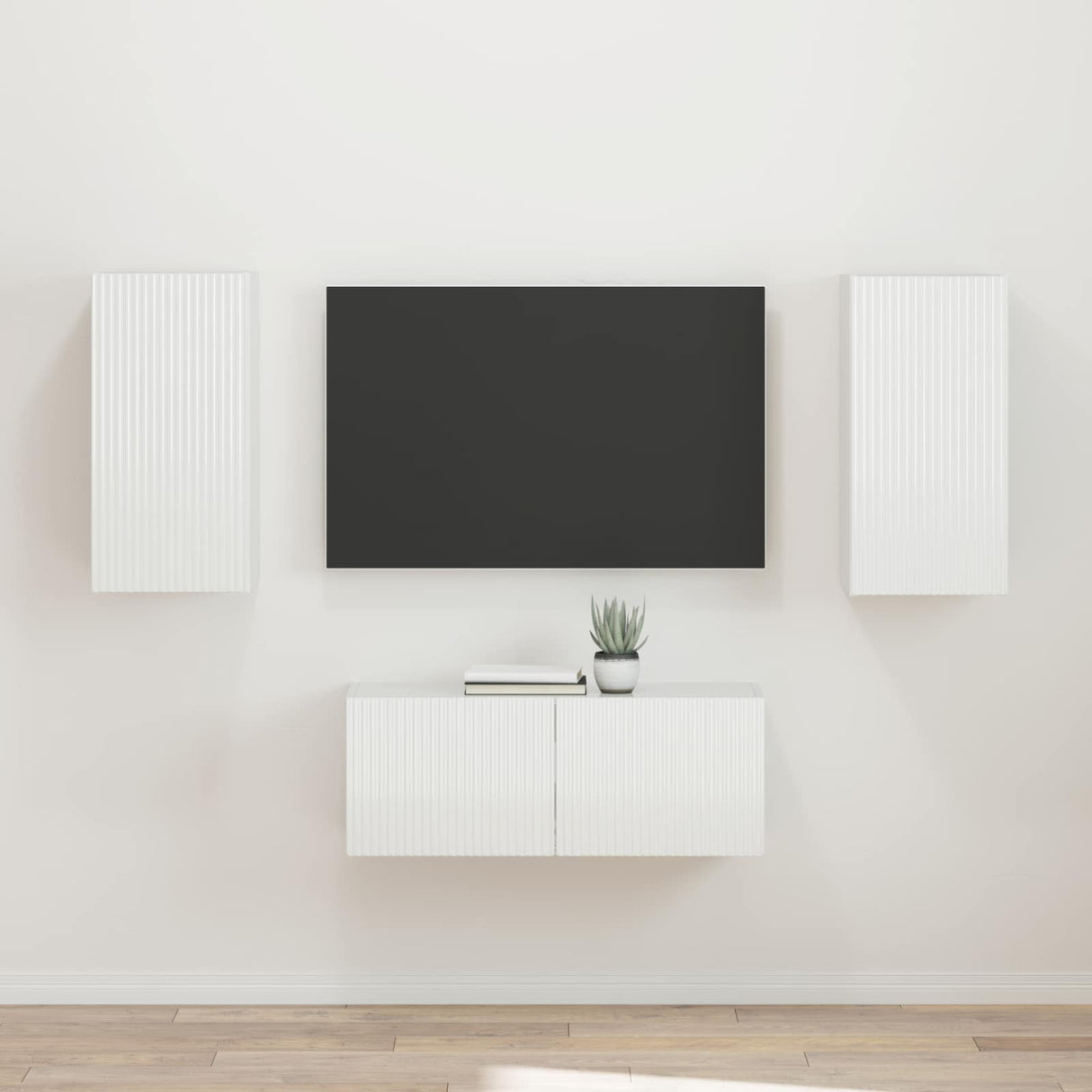 vidaXL TV Cabinet Set Wall-Mounted 2 pcs White Engineered Wood