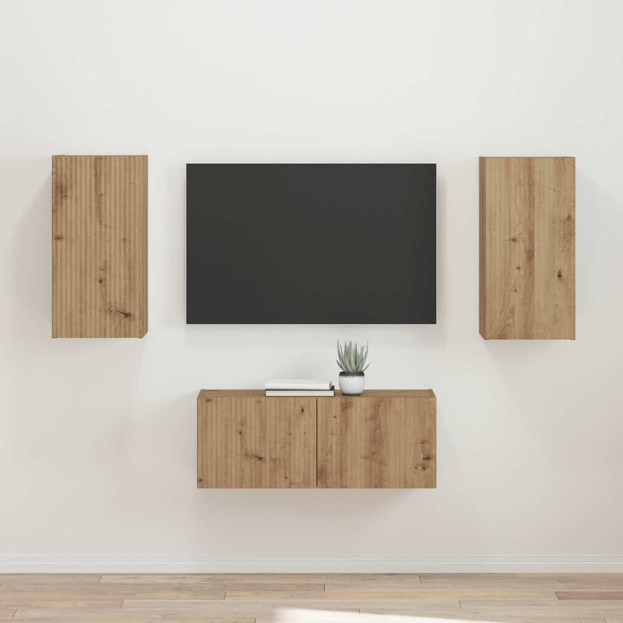 vidaXL TV Cabinet Set Wall-Mounted 2 pcs White Engineered Wood