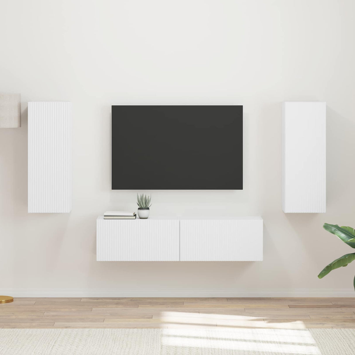 vidaXL Tv-meubelset Wandgemonteerd 2 pcs Wit Bewerkt hout