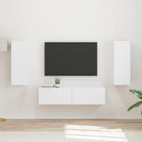 vidaXL Tv-meubelset Wandgemonteerd 2 pcs Wit Bewerkt hout