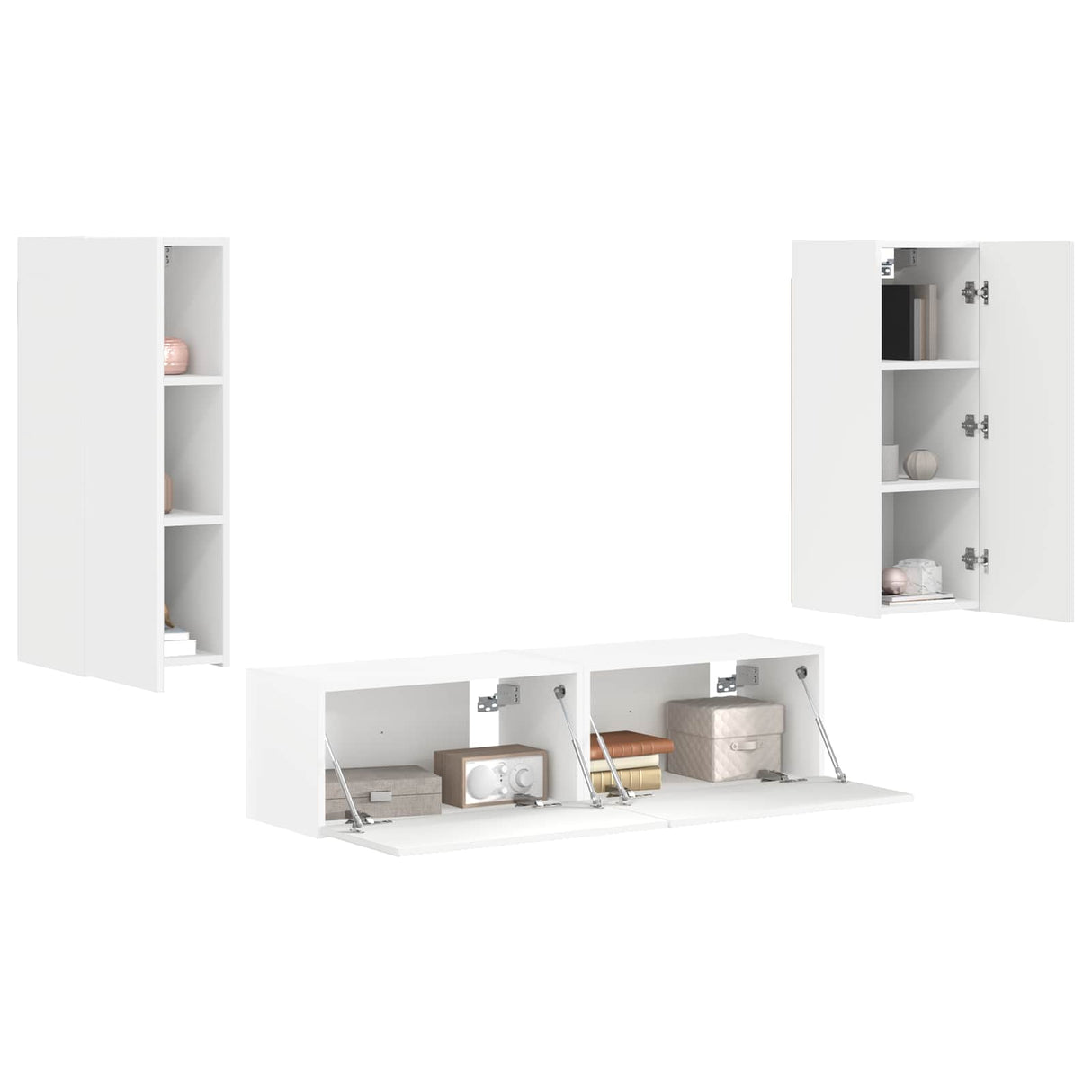 vidaXL Tv-meubelset Wandgemonteerd 2 pcs Wit Bewerkt hout
