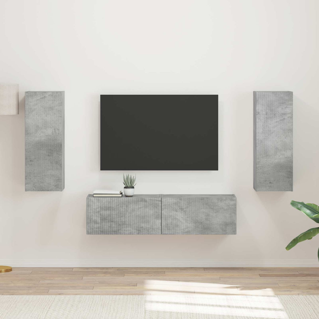 vidaXL Tv-meubelset Wandgemonteerd 2 pcs Wit Bewerkt hout