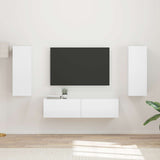 vidaXL Tv-meubelset Wandgemonteerd 2 pcs Wit Bewerkt hout