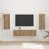 vidaXL Tv-meubelset Wandgemonteerd 2 pcs Wit Bewerkt hout