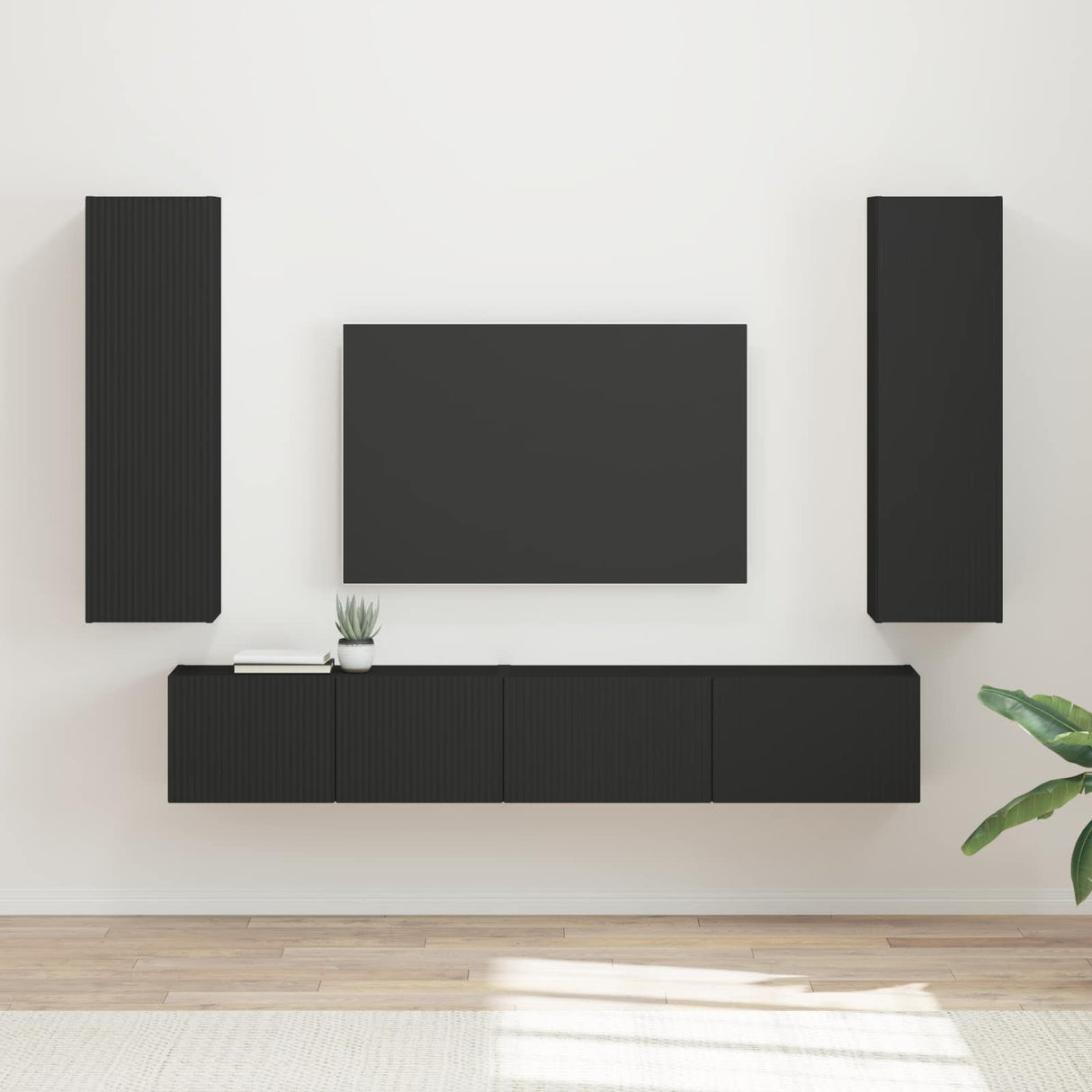 vidaXL Tv-meubelset Wandgemonteerd 3 pcs Wit Bewerkt hout