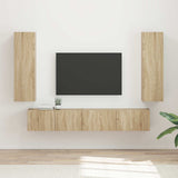 vidaXL Tv-meubelset Wandgemonteerd 3 pcs Wit Bewerkt hout