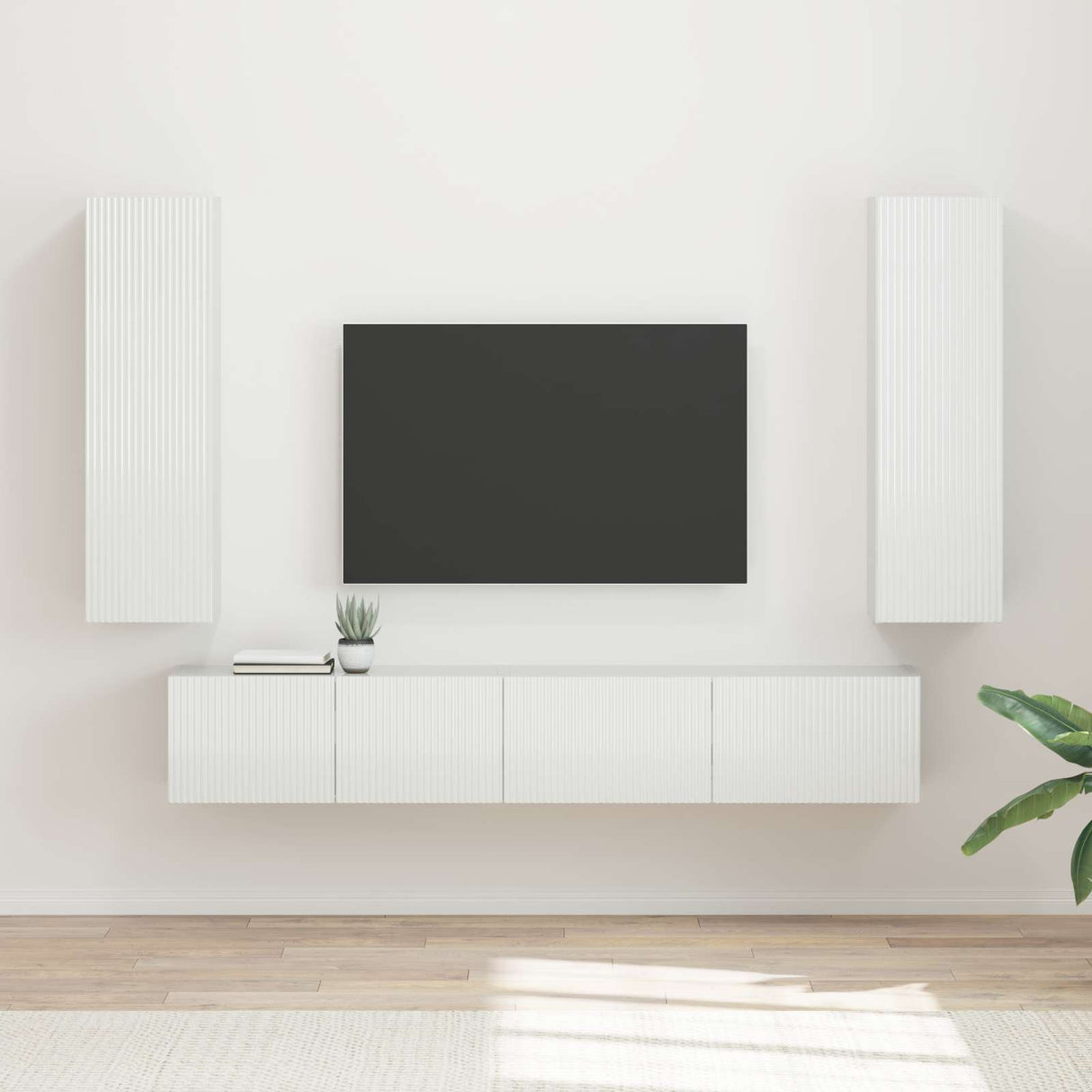 vidaXL Tv-meubelset Wandgemonteerd 3 pcs Wit Bewerkt hout