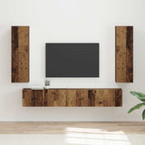 vidaXL Tv-meubelset Wandgemonteerd 3 pcs Wit Bewerkt hout