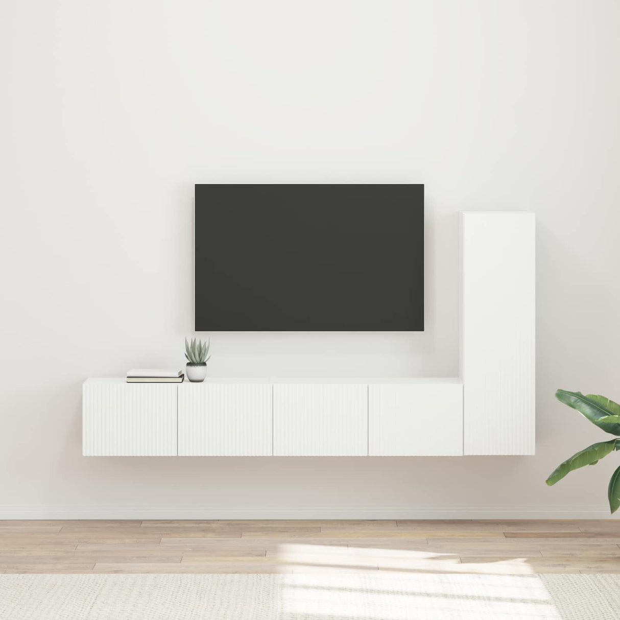 vidaXL TV Cabinet Set Wall-Mounted 3 pcs White Engineered Wood