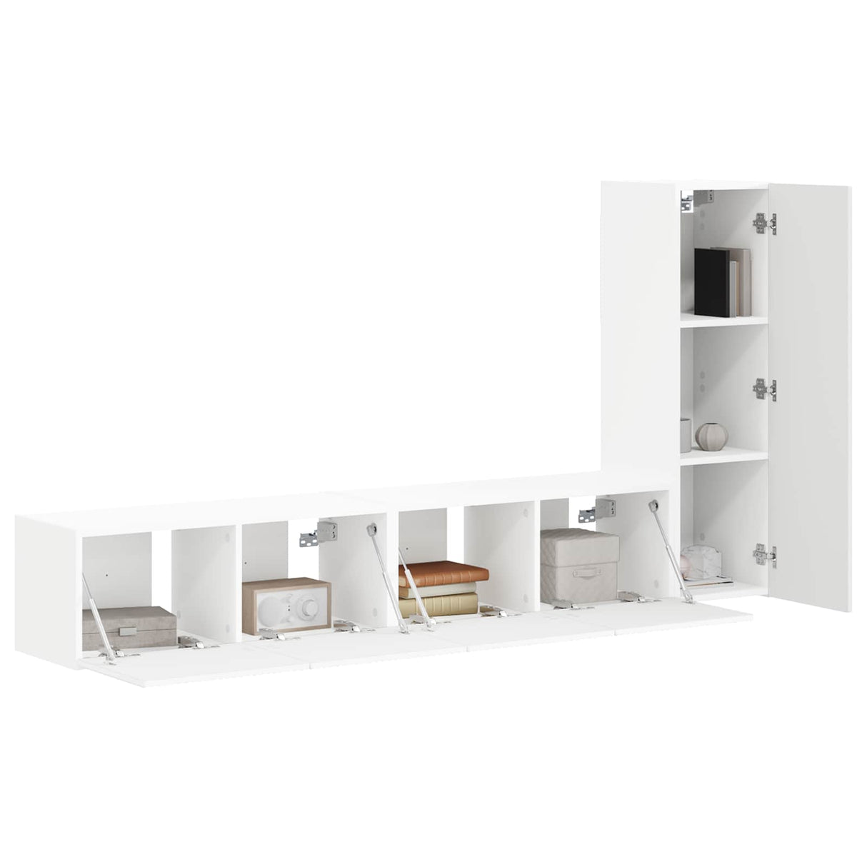 vidaXL TV Cabinet Set Wall-Mounted 3 pcs White Engineered Wood