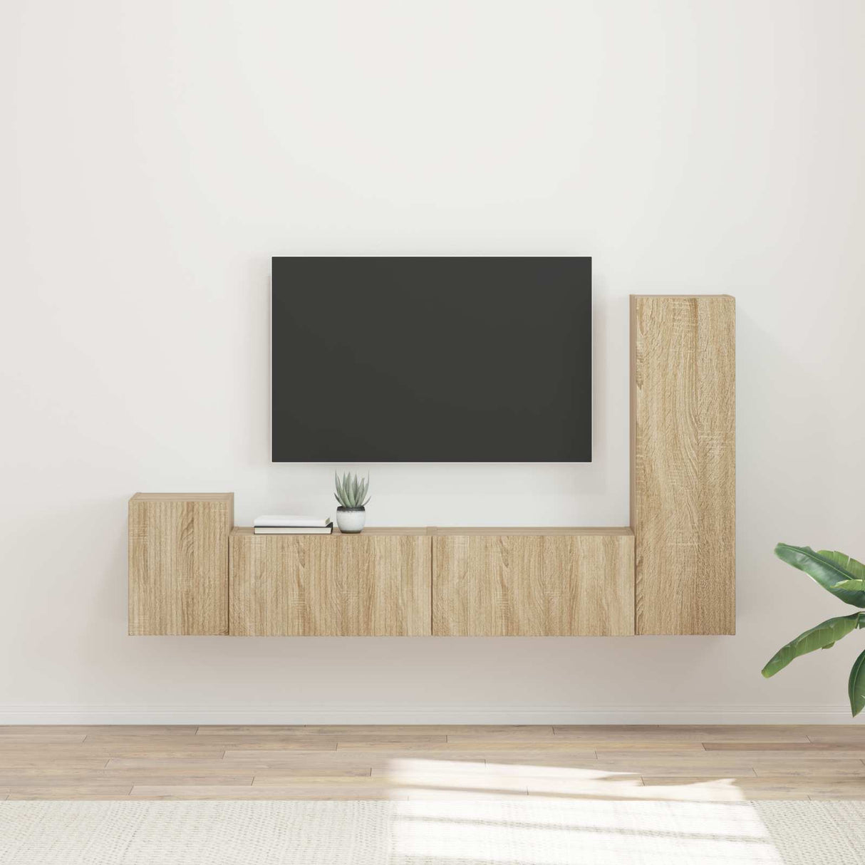 vidaXL Tv-meubelset Wandgemonteerd 4 pcs Wit Bewerkt hout