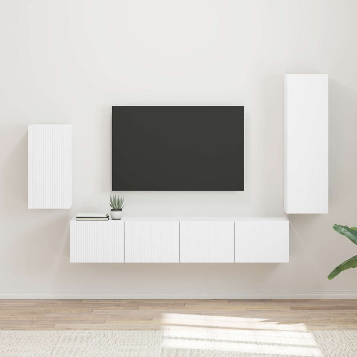 vidaXL Tv-meubelset Wandgemonteerd 4 pcs Wit Bewerkt hout