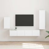 vidaXL Tv-meubelset Wandgemonteerd 4 pcs Wit Bewerkt hout