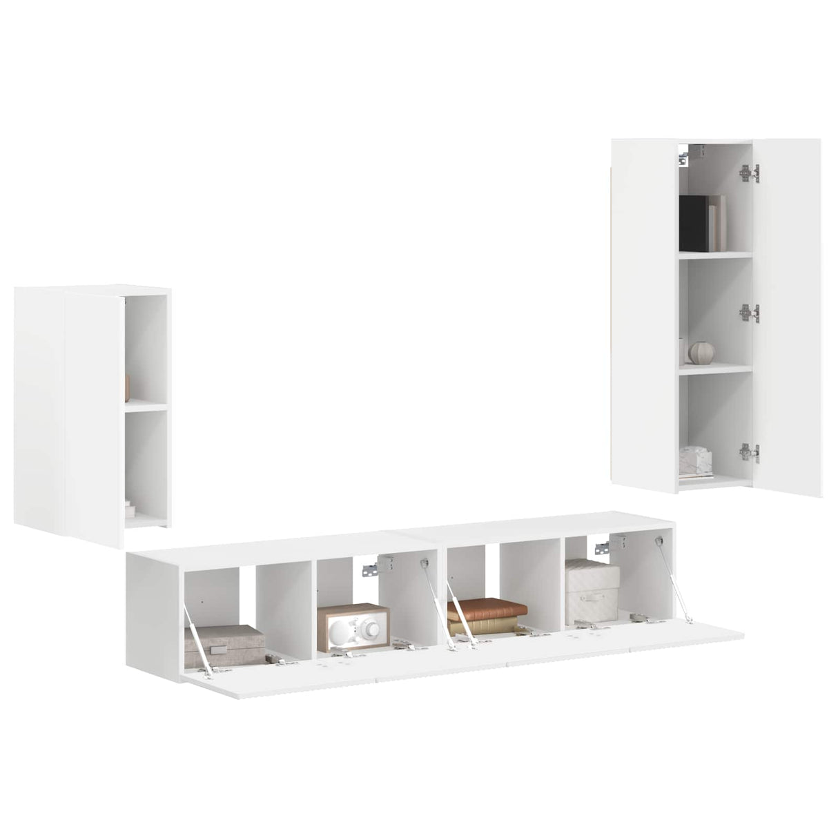 vidaXL Tv-meubelset Wandgemonteerd 4 pcs Wit Bewerkt hout