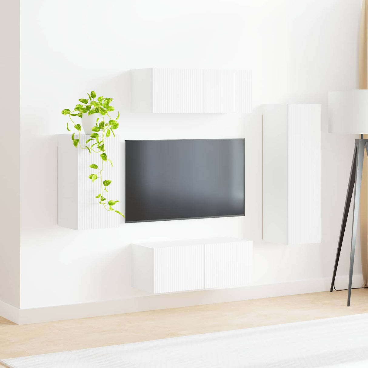 vidaXL Tv-meubelset Wandgemonteerd 4 pcs Wit Bewerkt hout