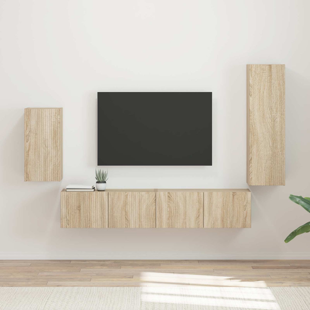 vidaXL Tv-meubelset Wandgemonteerd 4 pcs Wit Bewerkt hout