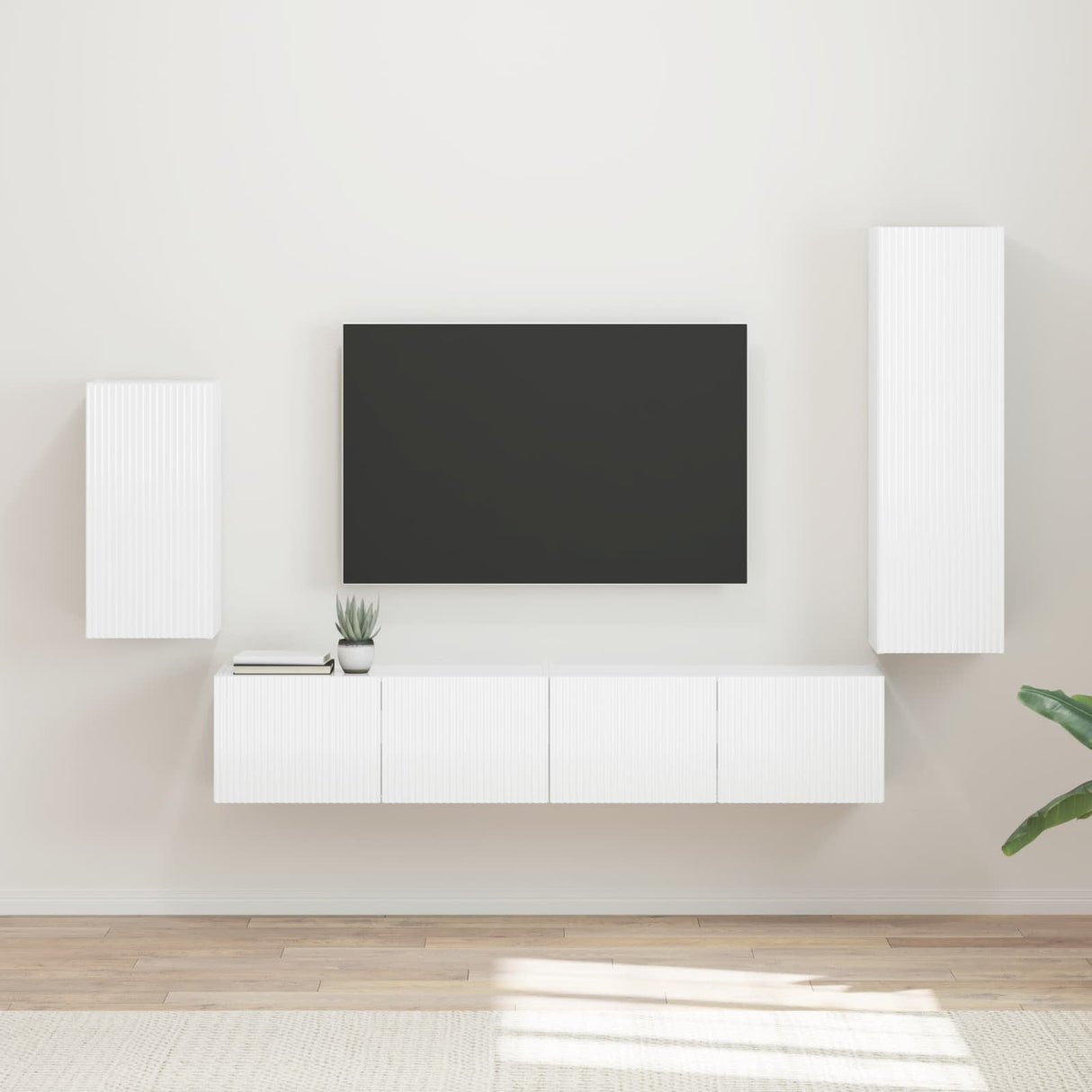 vidaXL Tv-meubelset Wandgemonteerd 4 pcs Wit Bewerkt hout